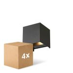 Fordelspakke 4x D'Lite Vægbelysning Elingen Aluminium Sort Up & Down 4.9W 480lm - 830 Varm Hvid | IP65 - Lyssensor