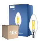 Fordelspakke 10x Philips MASTER LED E14 Kerte Filament Klar 3.4W 470lm - 922-927 Dim To Warm | Bedste Farvegengivelse - Dæmpbar - Erstatter 40W